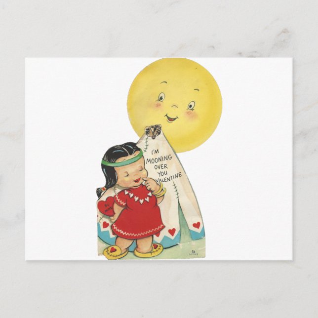 Vintage "Moon Over You" Valentine Holiday Postcard (Front)