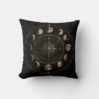 Vintage Moon Phases Celestial Throw pillow