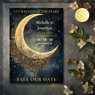 Vintage Moon, Sun and Stars Celestial Wedding Save The Date
