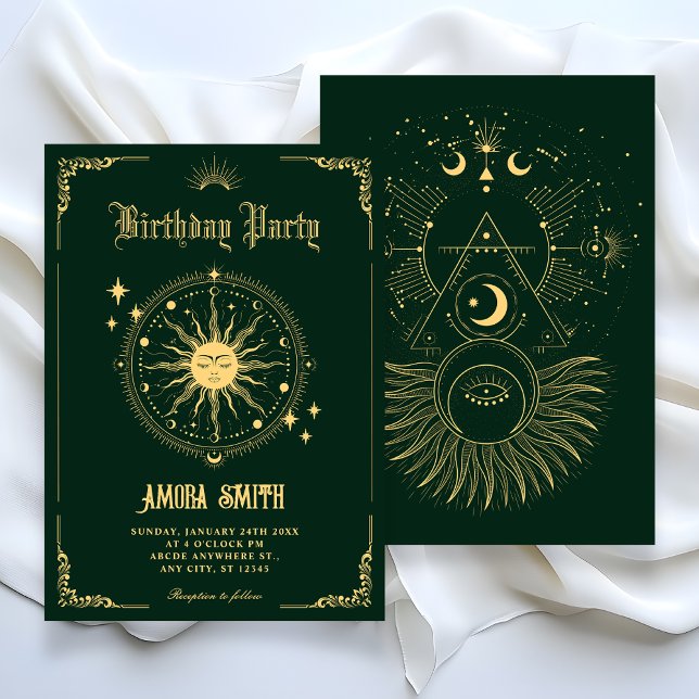 Vintage Moon Sun boho art symbol birthday Invitation (Creator Uploaded)