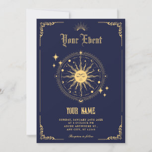 Vintage Moon Sun boho art symbol Invitation