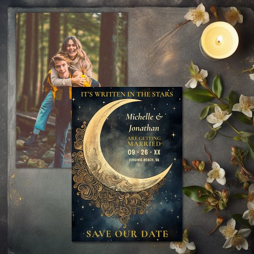 Vintage Moon Sun Stars Celestial Photo Wedding Save The Date