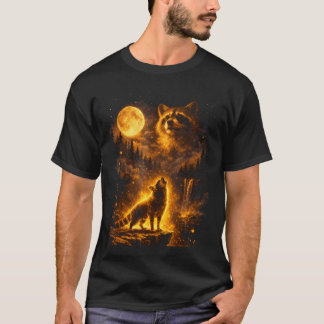 Vintage Moonlight Animal Funny Raccoon Howling At T-Shirt
