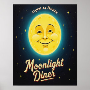 Vintage Moonlight Diner Poster