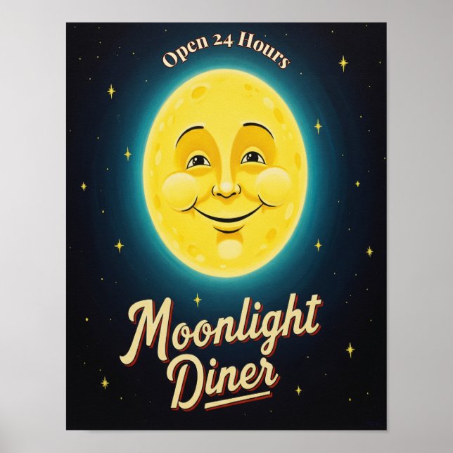  Vintage Moonlight Diner  Poster (Front)