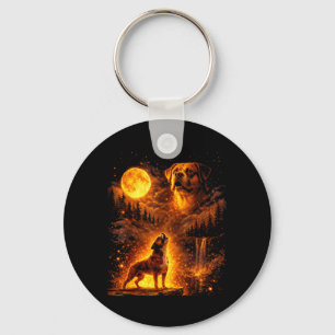 Vintage Moonlight Dog Funny Boxer Howling at The Keychain