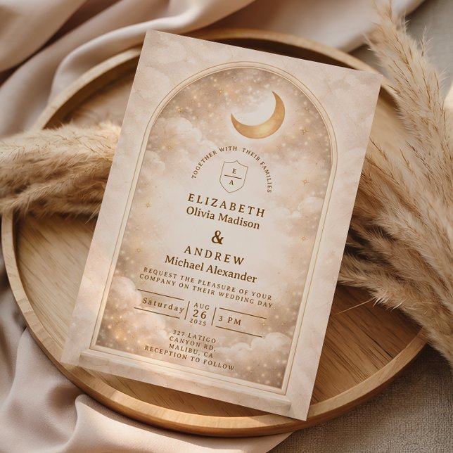 Vintage Moonlight Romance Wedding Invitation (Creator Uploaded)