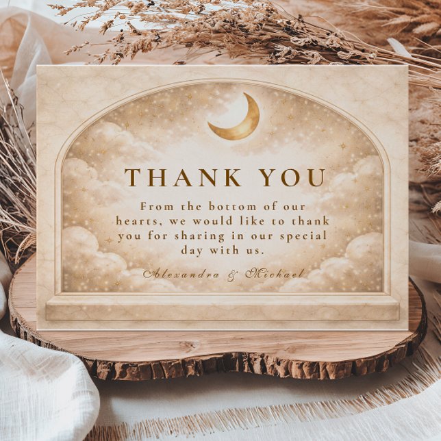 Vintage Moonlight Romance Wedding Thank You Card (Creator Uploaded)