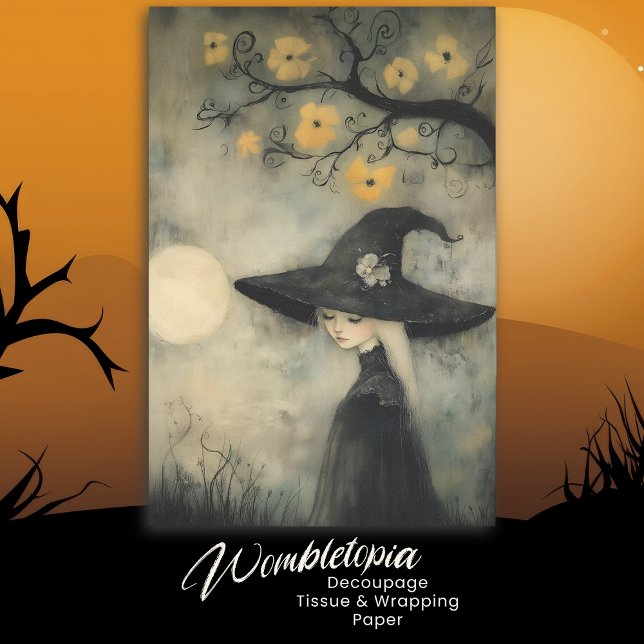 Vintage Moonlit Dreamy Witch Halloween Decoupage Tissue Paper (Creator Uploaded)