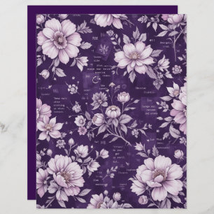 Vintage Moonlit Violet Blossoms Scrapbook Paper