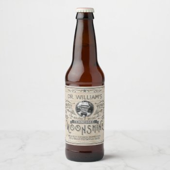 Vintage Moonshine Hillbilly Medicine Custom Brewer Beer Bottle Label by FunnyTShirtsAndMore at Zazzle