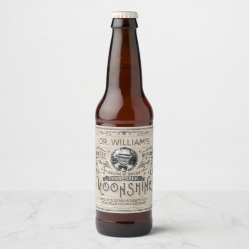 Vintage Moonshine Hillbilly Medicine Custom Brewer Beer Bottle Label
