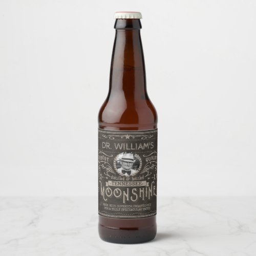 Vintage Moonshine Hillbilly Medicine Custom Brown Beer Bottle Label