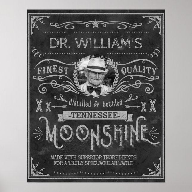 Vintage Moonshine Hillbilly Medicine Custom Gray Poster (Front)