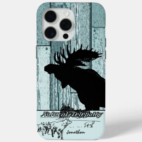 Vintage Moose and Wolf Wildlife iPhone 15 Pro Max Case