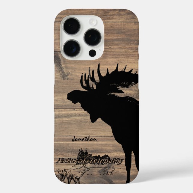 Vintage Moose and Wolf Wildlife iphone Case (Back)