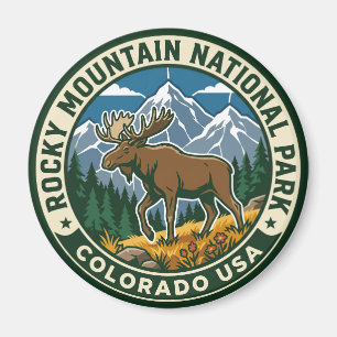 Vintage Moose at Rocky Mountain National Park USA Magnet