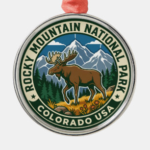Vintage Moose at Rocky Mountain National Park USA Metal Ornament
