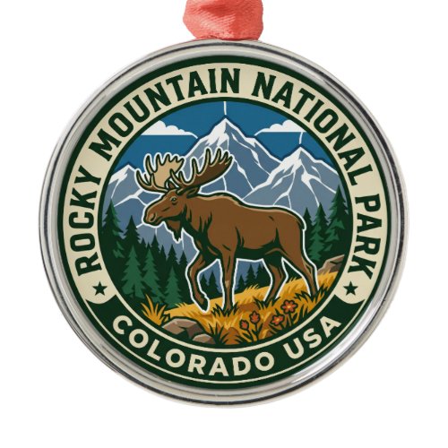 Vintage Moose at Rocky Mountain National Park USA Metal Ornament