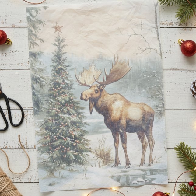 Vintage Moose Christmas Winter  Tissue Paper (Creator Uploaded)