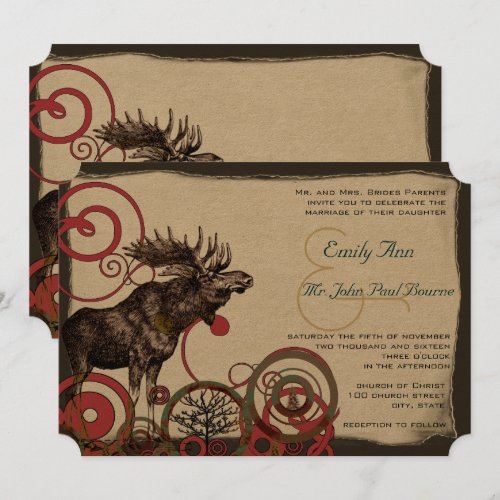 Vintage Moose Wedding Invitations