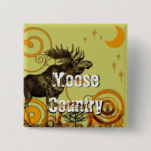 Vintage Moose Gifts Button (Front)