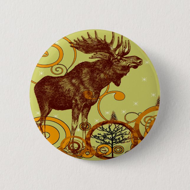 Vintage Moose Gifts Button (Front)
