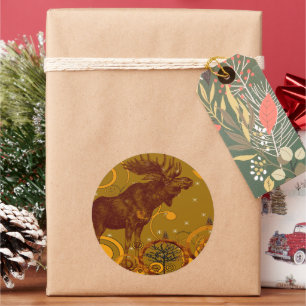 Vintage Moose Gifts Classic Round Sticker
