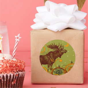 Vintage Moose Gifts Classic Round Sticker