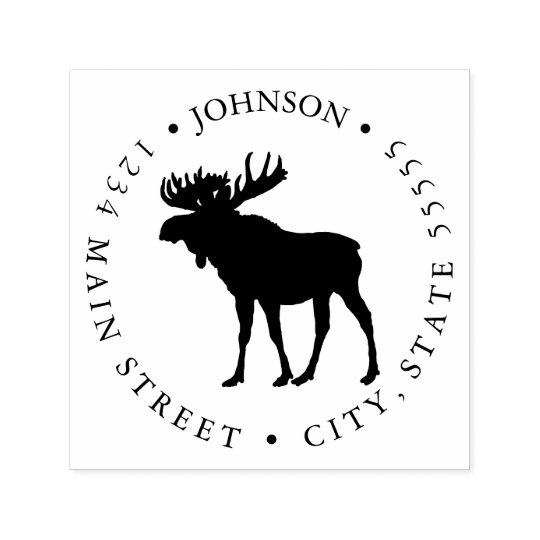 Vintage Moose Illustration Return Label Self-inking Stamp | Zazzle.com