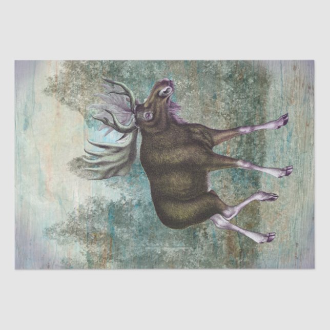Vintage Moose Landscape Scenery Tissue Paper (Front)