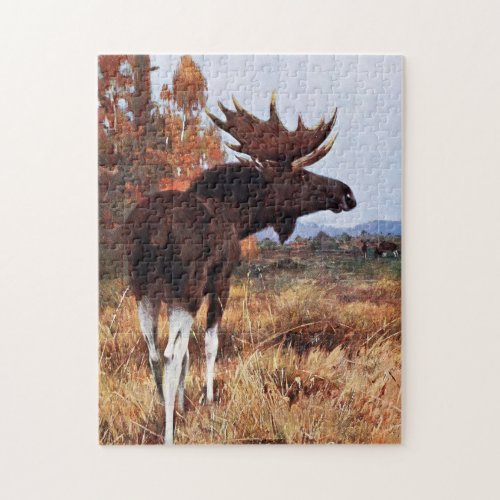 Vintage Moose Painting Jigsaw Puzzle