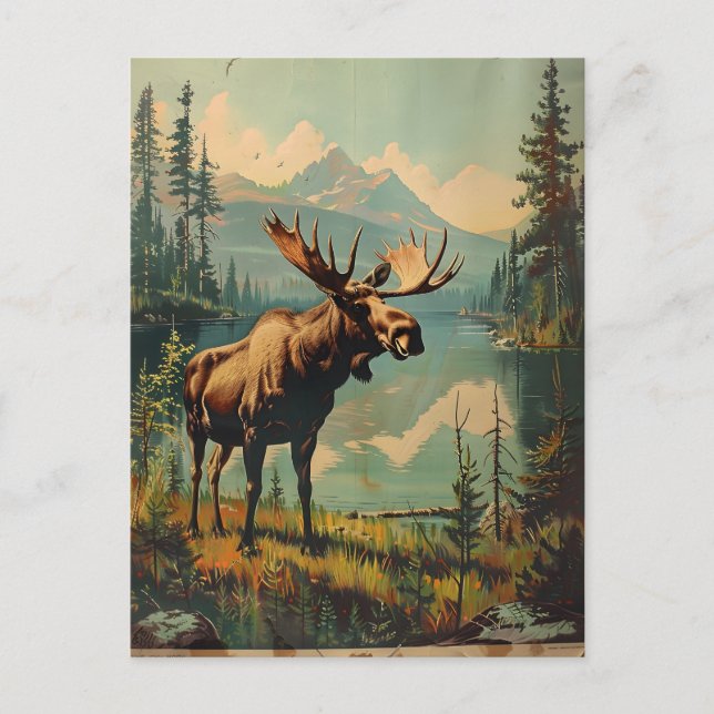 Vintage Moose Postcard (Front)
