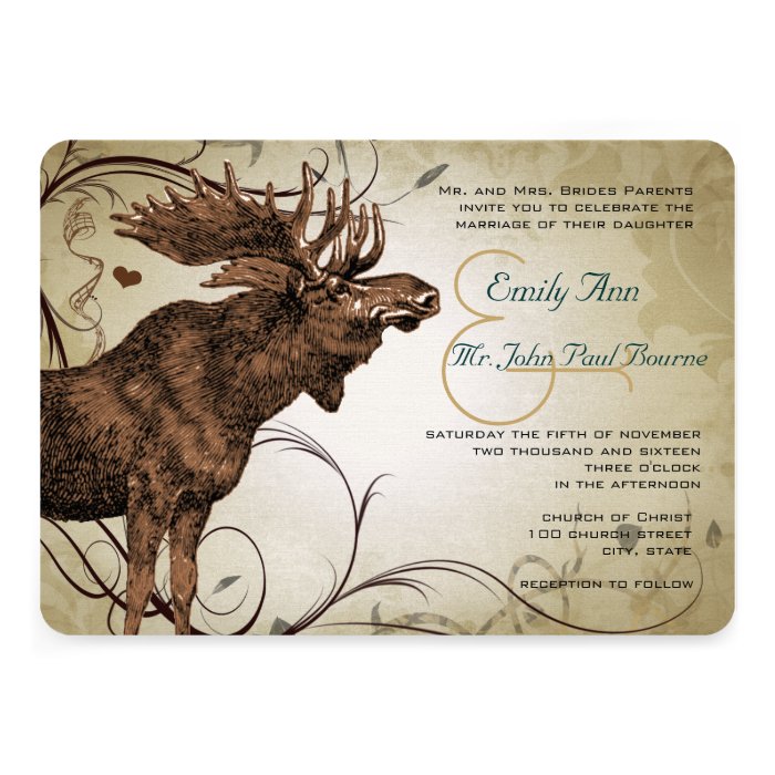 Vintage Moose Wedding Invitations