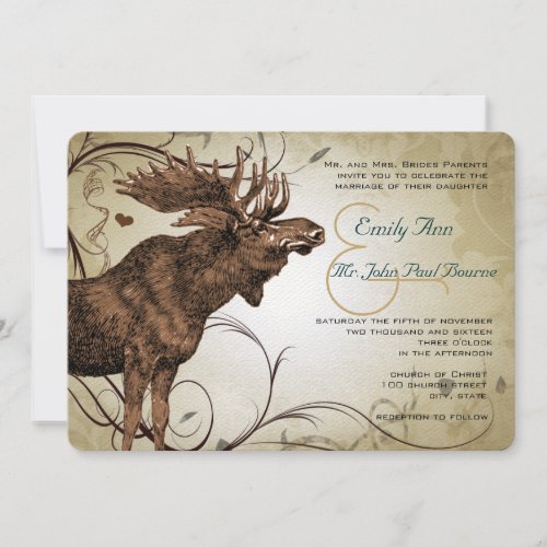 Vintage Moose Wedding Invitations