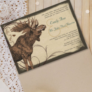 Vintage Moose Wedding Invitations