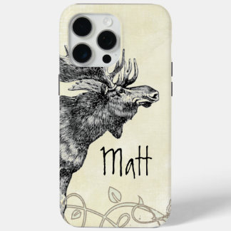 Vintage Moose Wildlife iPhone 15 Pro Max Case
