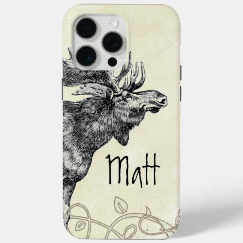 Vintage Moose Wildlife iPhone 15 Pro Max Case