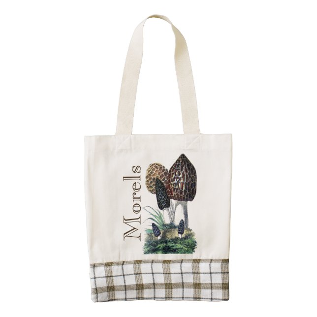Vintage Morel Mushrooms Zazzle HEART Tote Bag (Front)