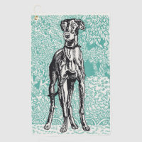 Vintage Moriz Jung Greyhound Art Teal Background