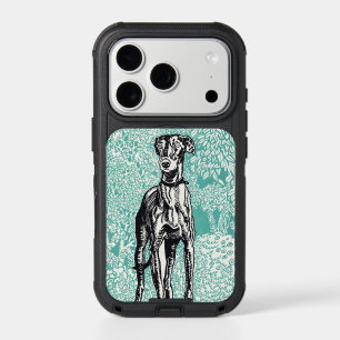 Vintage Moriz Jung Greyhound Art Teal Background iPhone 17 Pro Case