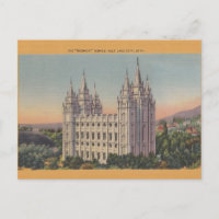 Vintage Mormon Temple Salt Lake City Utah Postcard