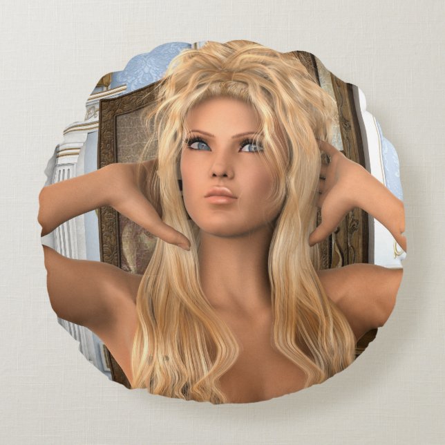 Vintage Morning Victorian Style Round Pillow (Front)