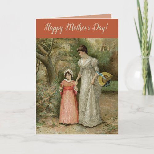 Vintage Morning Walk on Mothers Day Card