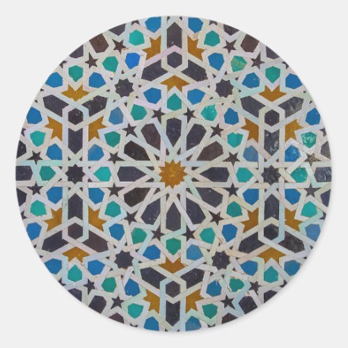 Vintage Moroccan Arabesque Tile Mosaic design Classic Round Sticker
