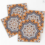 Vintage Moroccan Mosaic Orange Blue Ceramic Tile<br><div class="desc">A distressed style vintage Moroccan mosaic painted tile pattern duvet. Organic brush strokes and distressed washes for an earthy style,  and an antique feel. Orange blue hues.</div>
