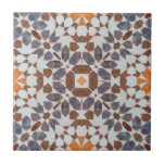 Vintage Moroccan Mosaic Orange Blue Ceramic Tile<br><div class="desc">A distressed style vintage Moroccan mosaic painted tile pattern duvet. Organic brush strokes and distressed washes for an earthy style,  and an antique feel. Orange blue hues.</div>