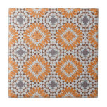 Vintage Moroccan Orange Blue Ceramic Tile<br><div class="desc">Vintage exotic Moroccan orange blue mosaic tile pattern ceramic tile.</div>
