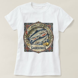 Vintage Moroccan Sardine Tin Retro Coastal Fish T-Shirt