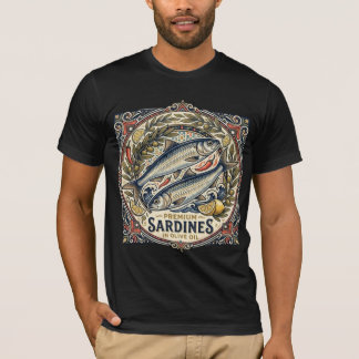 Vintage Moroccan Sardine Tin Retro Coastal Fish  T-Shirt